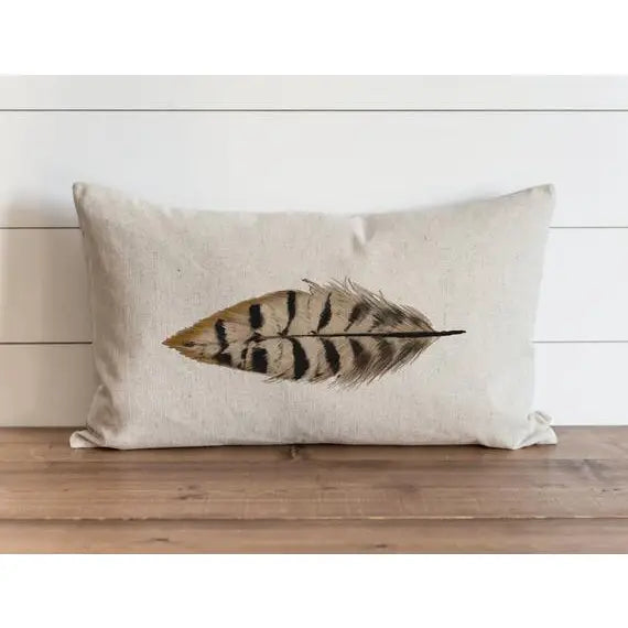 Watercolor Feather Pillow Cover  - 16x26
