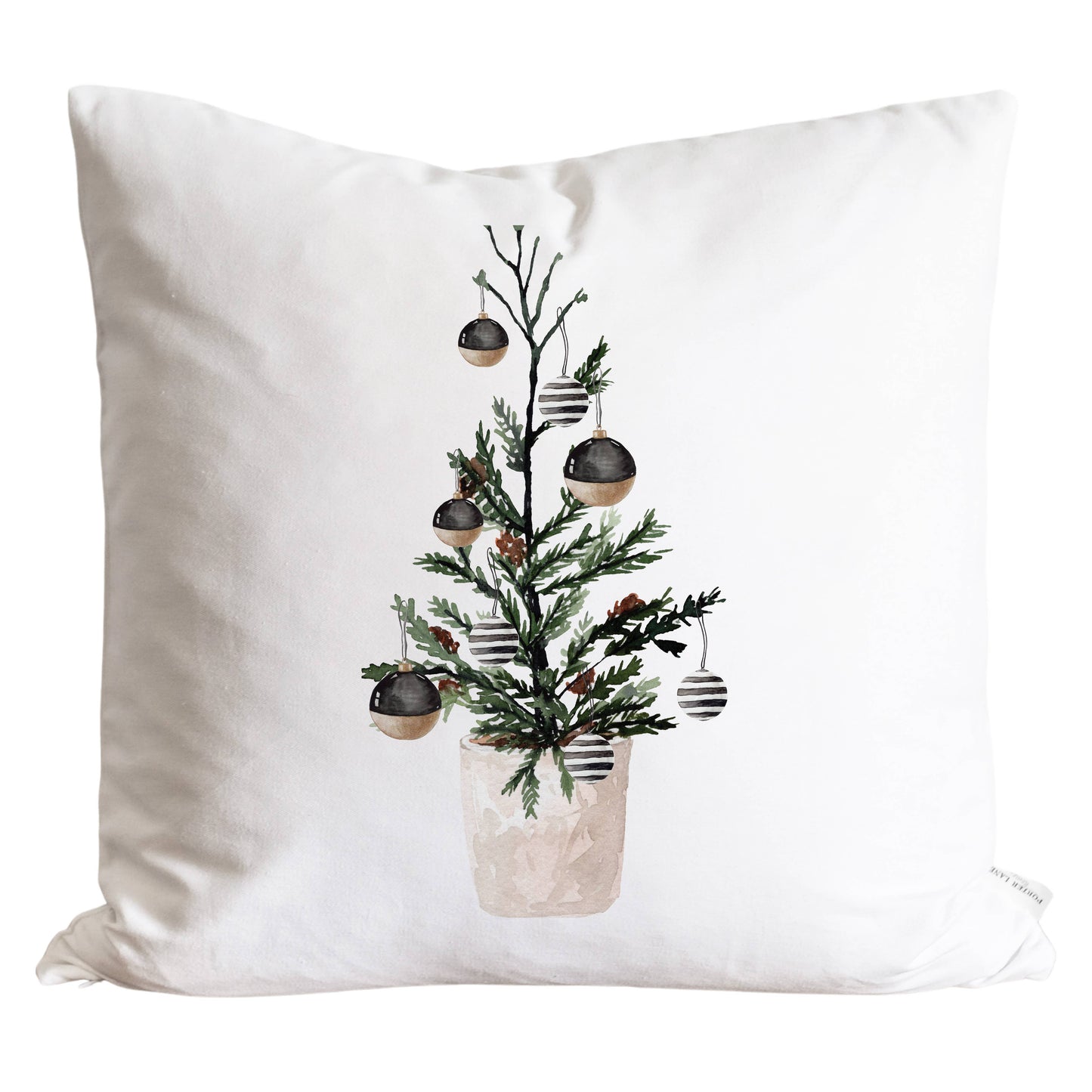 Ornament Tree Pillow Cover: 18 x 18 Natural