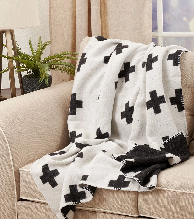 Swiss Cross Reversable Throw Blanket 50x60