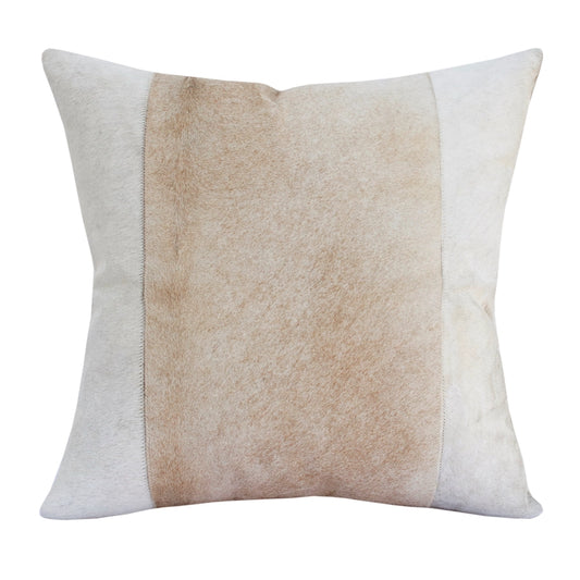 Hand-made Ivory and Faux Hide Pillow -22x22