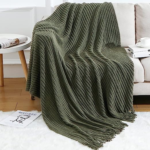 Knitted Throw Blanket with Tassels
