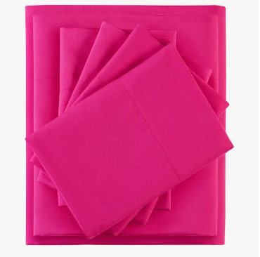 Hot Pink MicrofiberSheet Set with Side Storage Pockets, Hot Pink