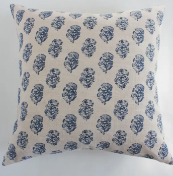 Designer Blue Flower Pillow Cover