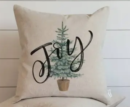 Joy Christmas Tree Pillow Cover