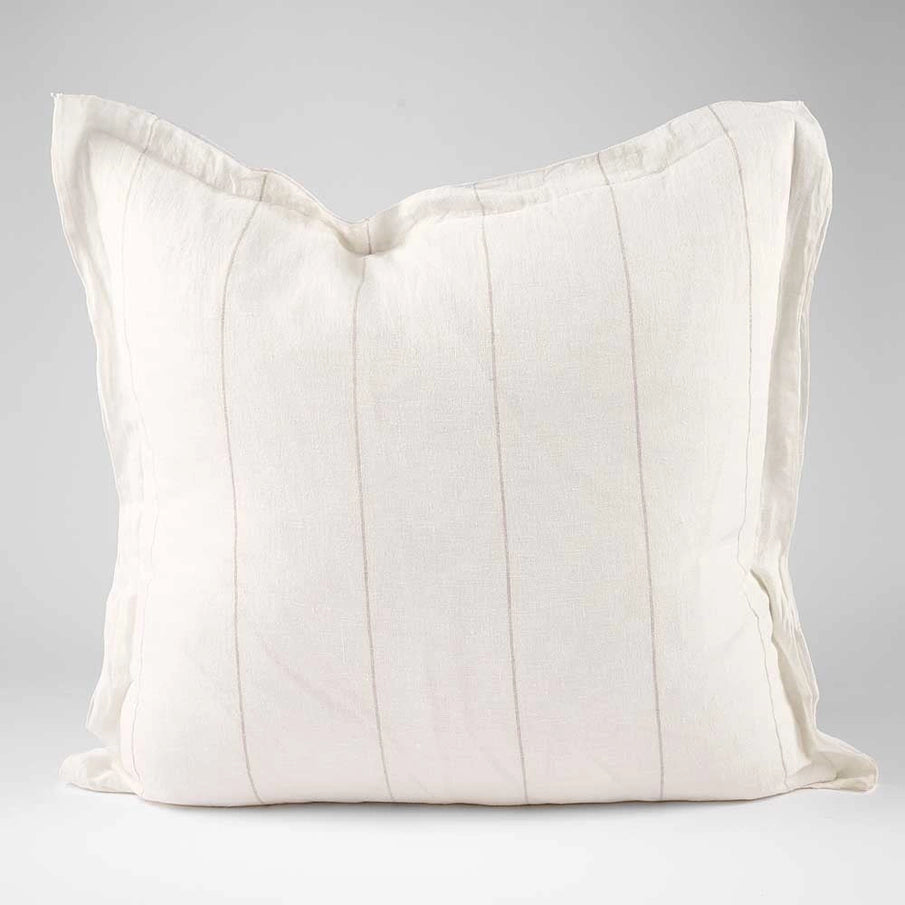 White charcoal strip linen pillow cover