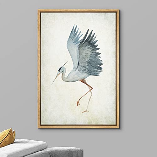 Framed Heron Bird  Wall Art - 24"x36"
