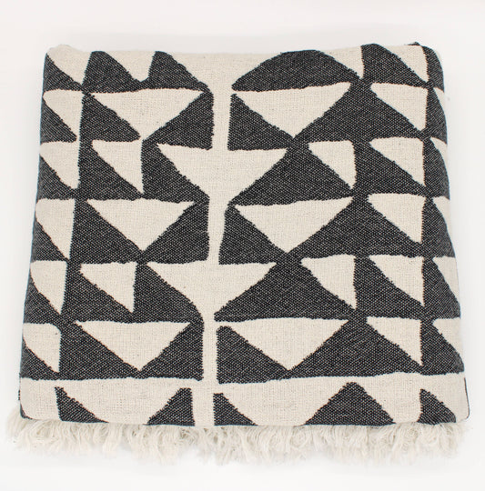 Black Turkish Cotton Pyramid Throw Blanket: Black